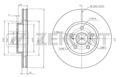 Диск тормозной передний Zekkert BS5341