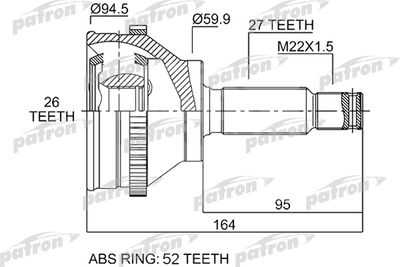 ШРУС наружный комплект PATRON PCV1543
