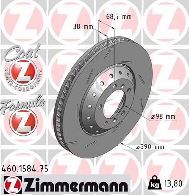 Диск тормозной вентилируемый ZIMMERMANN 460158475