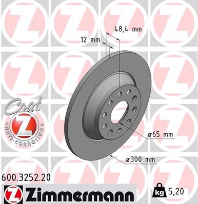 Диск тормозной задний ZIMMERMANN 600325220