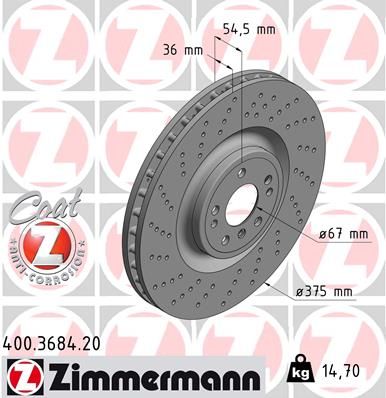 Диск тормозной ZIMMERMANN 400368420