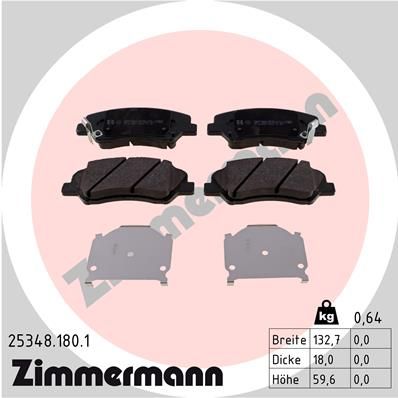 Колодки тормозные дисковые передние ZIMMERMANN 253481801