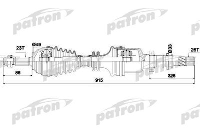 Полуось передняя правая PATRON PDS0266