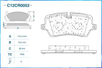 Колодки тормозные задние CWORKS C12CR0052