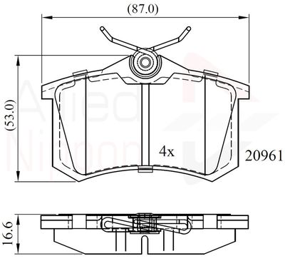 Колодки тормозные задние ALLIED NIPPON ADB0797