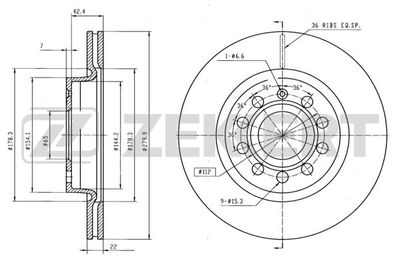 Диск тормозной передний Zekkert BS5041