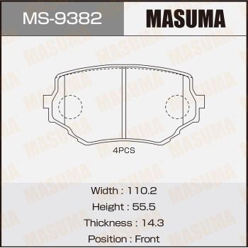 Колодки тормозные дисковые Masuma MS9382