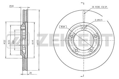 Диск тормозной передний Zekkert BS5282