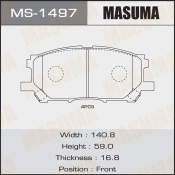 Колодки тормозные передние Masuma MS1497
