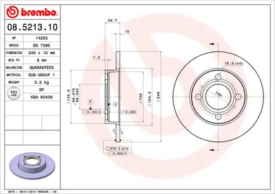 Диск тормозной BREMBO 08521310