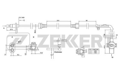 Датчик АБС передний правый Zekkert SE6150