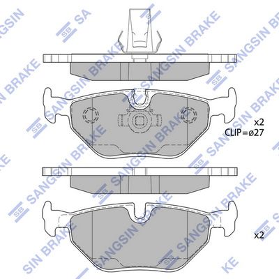 Колодки тормозные задние SANGSIN SP2167