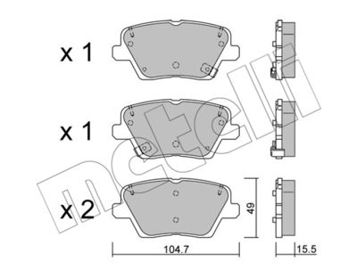 Комплект колодок для дискового тормоза METELLI 2212430