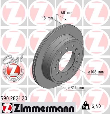 Диск тормозной задний ZIMMERMANN 590282120