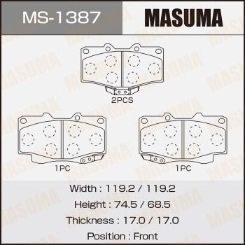 Колодки тормозные передние Masuma MS1387