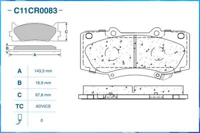 Колодки тормозные передние CWORKS C11CR0083