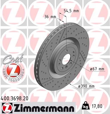 Диск тормозной ZIMMERMANN 400369820