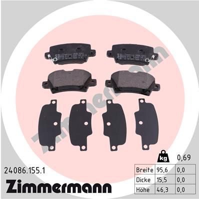 Колодки тормозные задние ZIMMERMANN 240861551