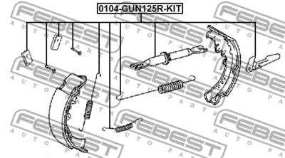 Комплект установочный барабанных колодок FEBEST 0104GUN125RKIT