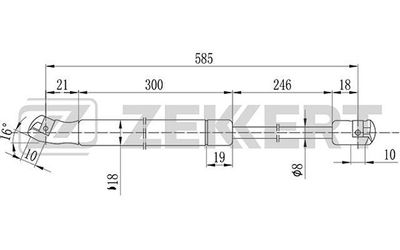 Пружина газовая капота Zekkert GF2045