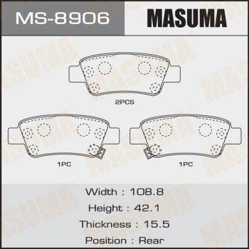 Колодки тормозные дисковые Masuma MS8906
