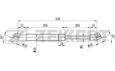 Пружина газовая багажника Zekkert GF1096