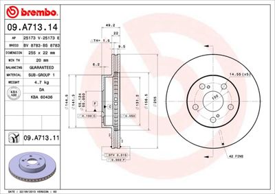 Диск тормозной BREMBO 09A71311