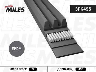 Ремень поликлиновой Miles 3PK495