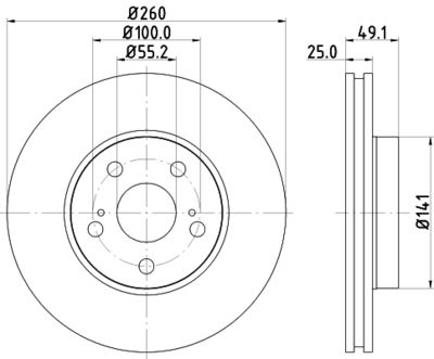 Диск тормозной передний Nisshinbo ND1075K