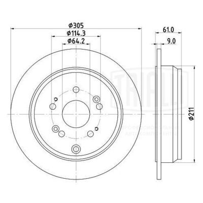 Диск тормозной задний TRIALLI DF230116