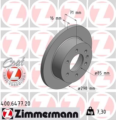 Диск тормозной задний ZIMMERMANN 400647720