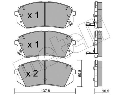 Комплект колодок для дискового тормоза METELLI 2207830