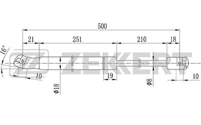 Пружина газовая багажника Zekkert GF1029