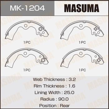 Колодки тормозные барабанные Masuma MK1204
