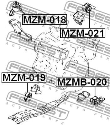 Подушка двигателя передняя FEBEST MZM019