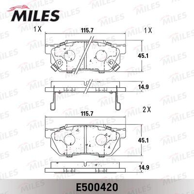 Колодки тормозные передние Miles E500420