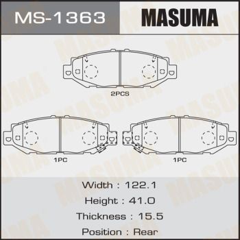 Колодки тормозные задние Masuma MS1363