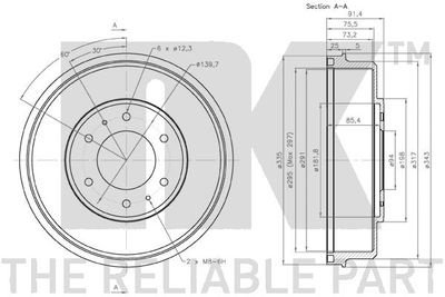 Барабан тормозной NK 253014