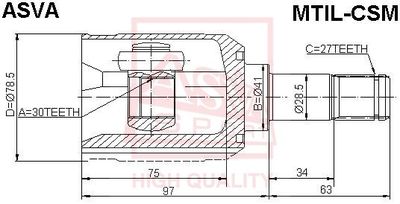ШРУС внутренний левый ASVA MTILCSM