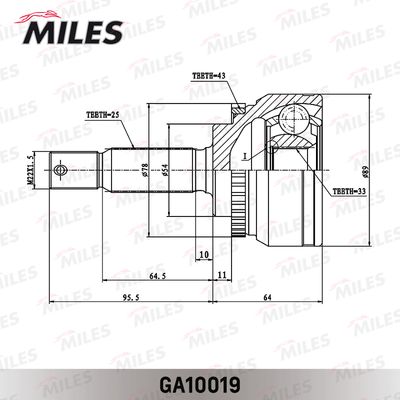ШРУС внутренний Miles GA10019