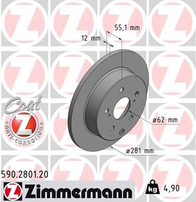 Диск тормозной ZIMMERMANN 590280120