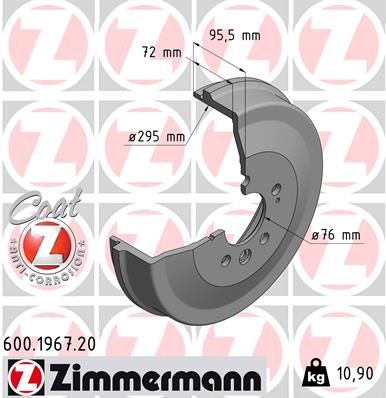 Барабан тормозной ZIMMERMANN 600196720