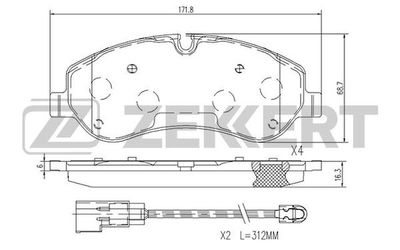 Колодки тормозные дисковые передние с датчиком Zekkert BS1250