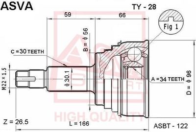 ШРУС наружный ASVA TY28