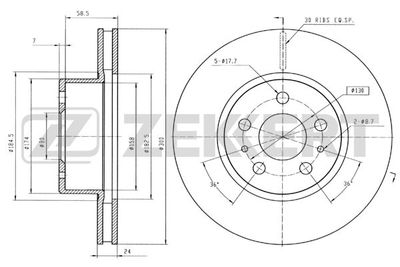 Диск тормозной передний Zekkert BS5153