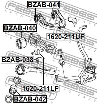 Сайлентблок рычага подвески FEBEST BZAB040