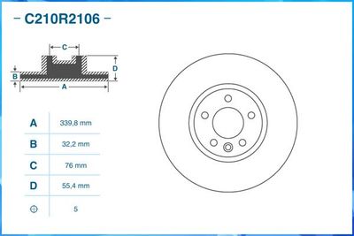 Диск тормозной передний CWORKS C210R2106
