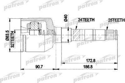 ШРУС внутренний правый комплект PATRON PCV9537