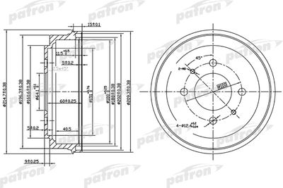 Барабан тормозной PATRON PDR1485