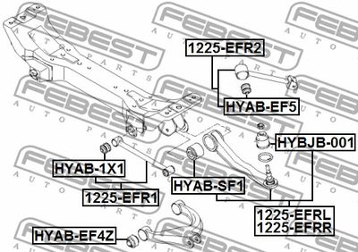 Сайлентблок задней продольной тяги FEBEST HYAB1X1